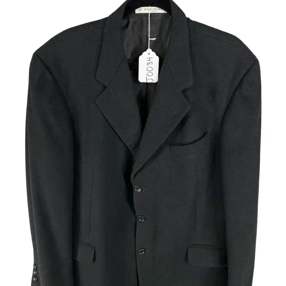 Hickey Freeman Mens 44 Long 100% Cashmere Black Sport Coat Wedding Old Money